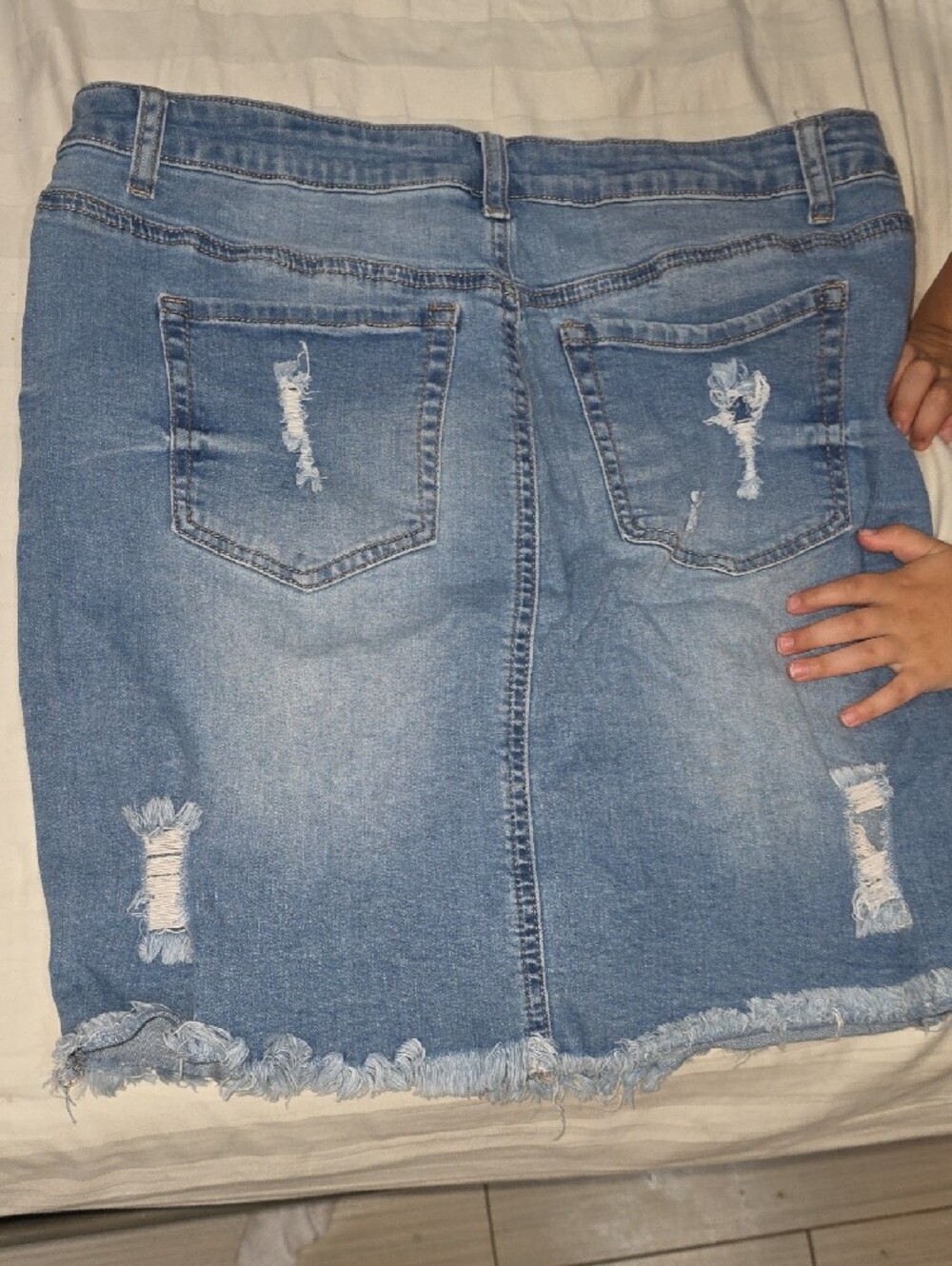 Wax Jean Light Blue Distressed Denim Mini Skirt